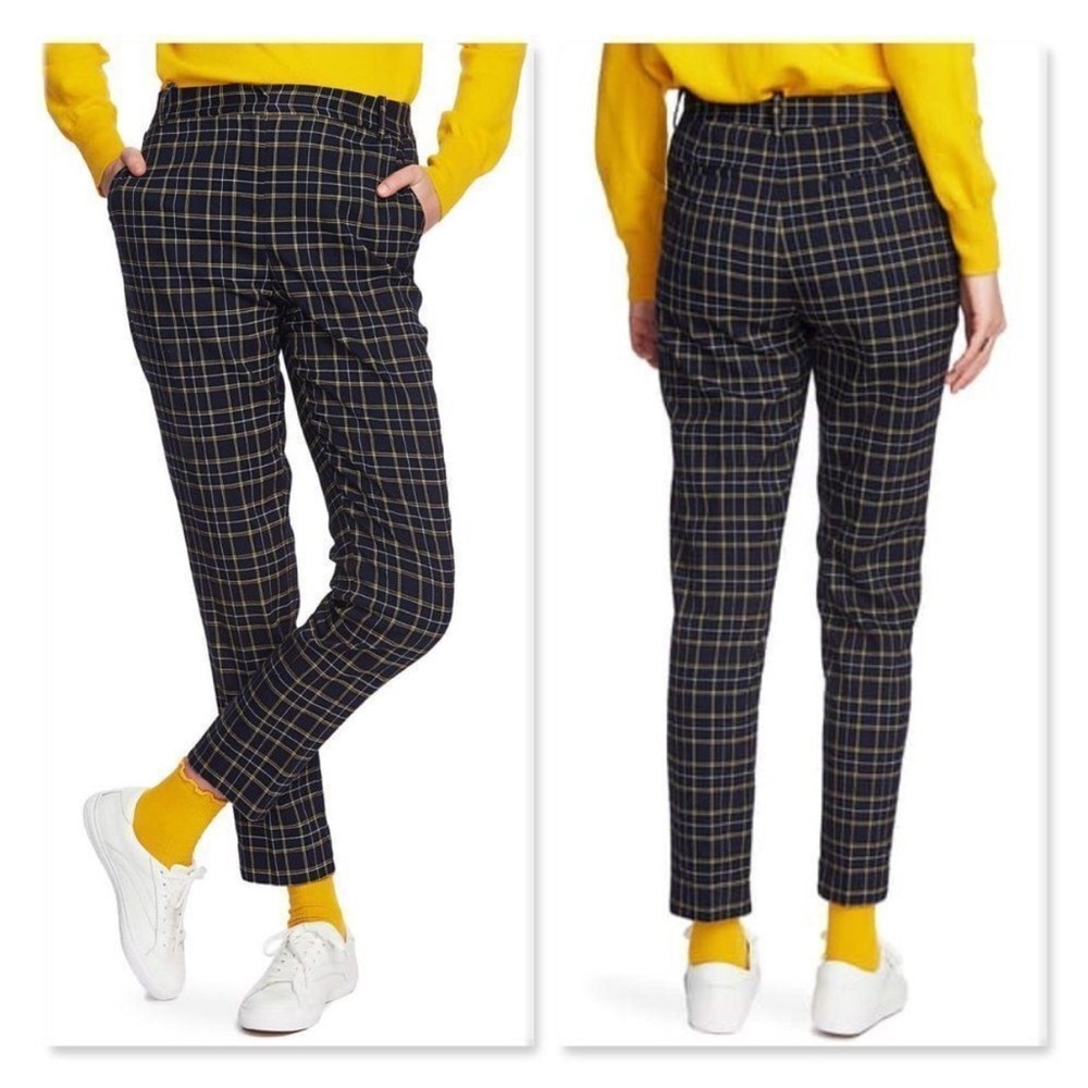 Court & Rowe Slim Ankle Pants Navy Blue Plaid Print, size 8